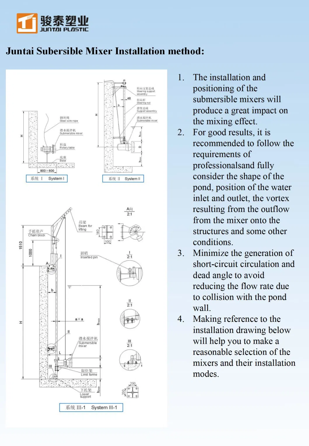 Wastewater Sewage Stainless Steel Industrial Submersible Mbbr Mixers Sewage Treatment Equipment