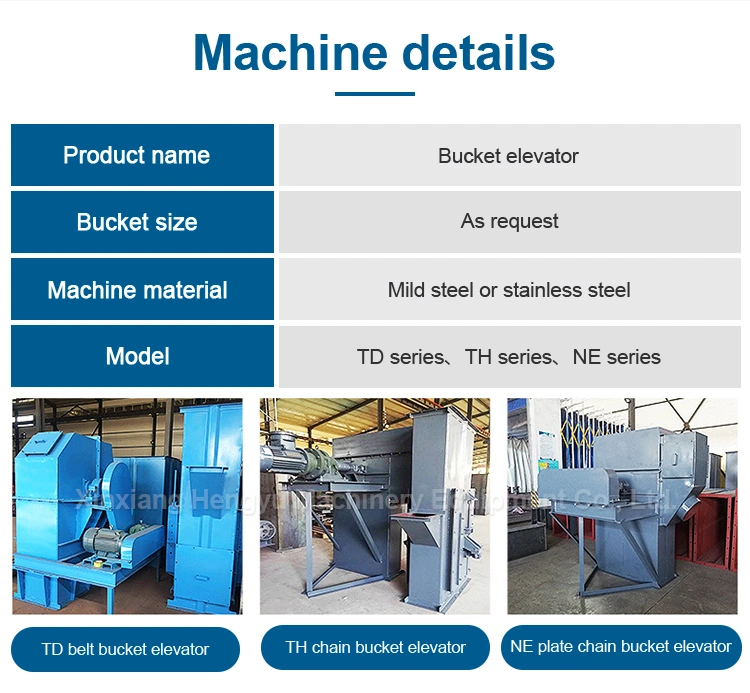 Industrial Material Td/Th/Ne Vertical Chain Belt Bucket Elevator for Cement