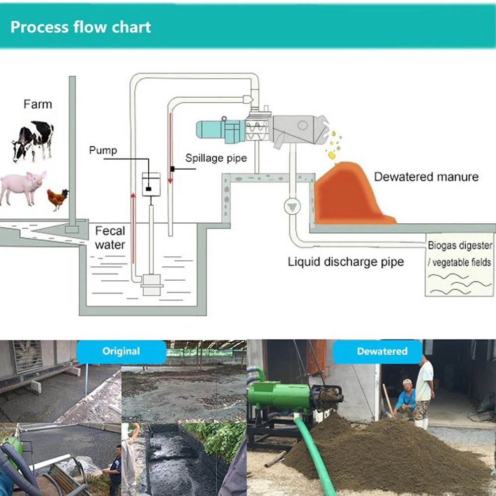 Cow Manure Slurry Screw Press Dewatering Machines Solid Liquid Separator